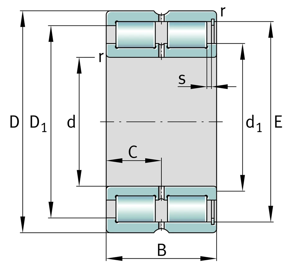 SL185060-TB semi-locating bearing drawing